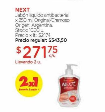 Farmacity Next jabón líquido antibacterial oferta