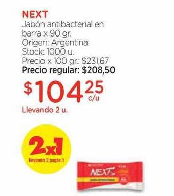 Farmacity Next jabón antibacterial en barra oferta