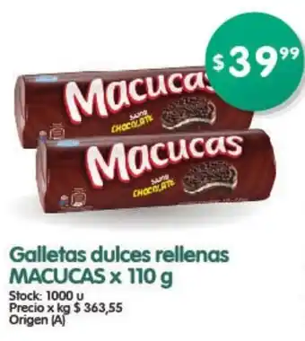 Supermercados Buenos Días Macucas Galletas dulces rellenas x 110g oferta