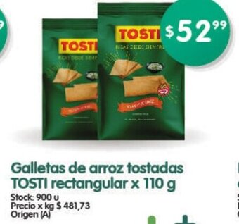 Supermercados Buenos Días Tosti Galletas de arroz tostadas rectangular x 110g oferta