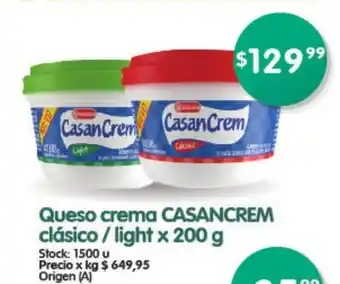 Casancrem Queso crema clásico / light x 200g