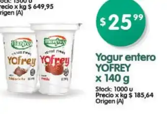 Supermercados Buenos Días Yofrey Yogur entero x 140g oferta