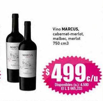 Cooperativa Obrera Vino marcus cabernet-merlot, malbec, merlot oferta