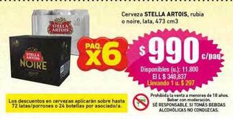 Cooperativa Obrera Cerveza stella artois rubia o noire oferta