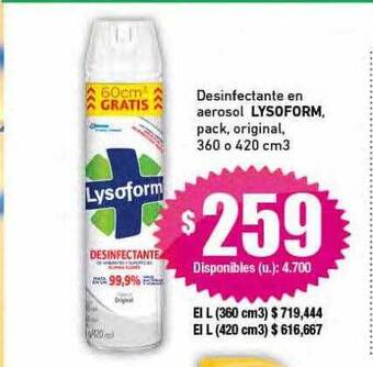 Cooperativa Obrera Desinfectante en aerosol lysoform oferta