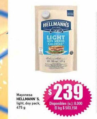 Cooperativa Obrera Mayonesa hellmann's light, doy pack oferta