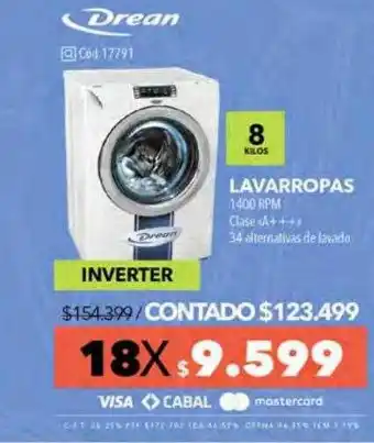 Nexon Lavarropas 8 kilos 1400 rpm drean oferta