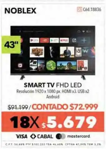 Nexon Smart tv fhd led 43 oferta