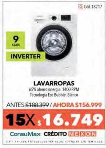 Nexon Lavarropas 9 kilos inverter oferta