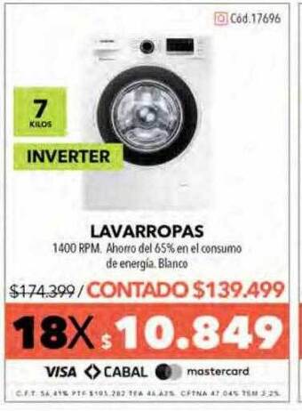 Nexon Lavarropas 7 kilos inverter oferta