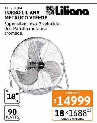 Cetrogar Turbo liliana metalico vtfm18 oferta