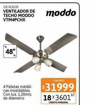 Cetrogar Ventilador de techo moddo vtm4pchx oferta