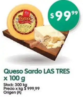 Supermercados Buenos Días Queso Sardo Las Tres x 100g oferta