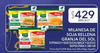 Disco Milanesa de soja rellena granja del sol oferta