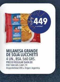 Supermercados Vea Milanesa grande de soja lucchetti oferta