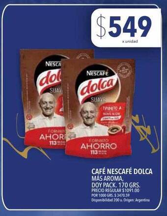 Supermercados Vea Café nescafé dolca más aroma doy pack oferta