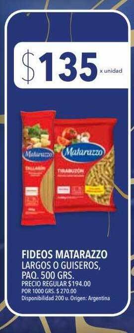 Supermercados Vea Fideos matarazzo largos o guiseros oferta