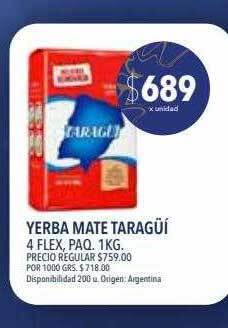 Supermercados Vea Yerba mate taragüí 4 flex oferta