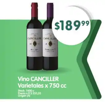 Supermercados Buenos Días Canciller Vino Varietales x 750cc oferta