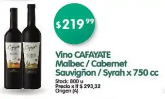 Supermercados Buenos Días Cafayate Vino Malbec / Cabernet Sauvigñon / Syrah x 750cc oferta