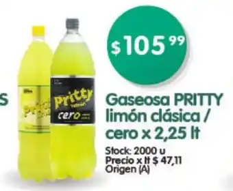 Supermercados Buenos Días Pritty Gaseosa limón clásica / cero x 2.25 lt oferta