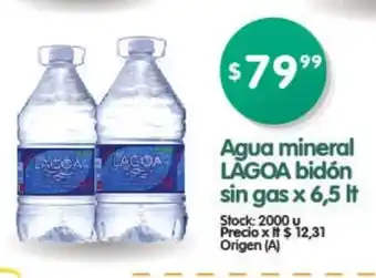 Supermercados Buenos Días Lagoa Agua mineral bidón sin gas x 6,5lt oferta
