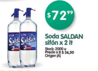 Supermercados Buenos Días Saldan Soda sifón x 2lt oferta