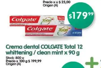 Supermercados Buenos Días Colgate Crema dental Total 12 whittening / clean mint x 90g oferta