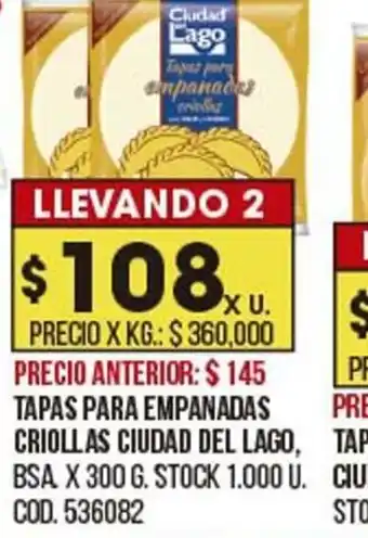 Coto Tapas Para Empanadas Criollas ciudad De Lago oferta