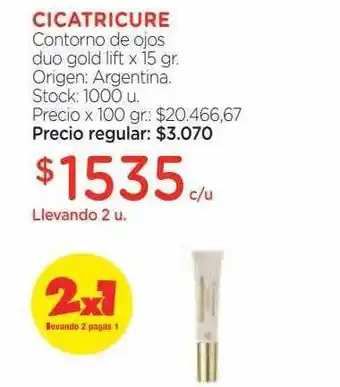 Farmacity Cicatricure contorno de ojos duo gold lift oferta
