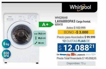 Cooperativa Obrera Lavarropas whirlpool oferta