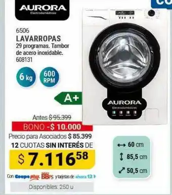 Cooperativa Obrera Lavarropas aurora oferta