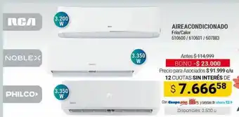 Cooperativa Obrera Aire acondicionado rca noblex philco oferta