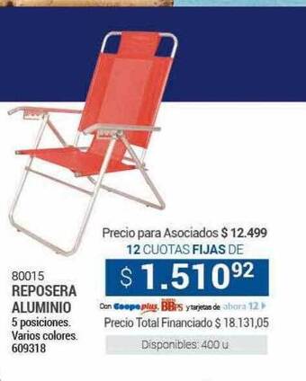 Cooperativa Obrera Reposera aluminio oferta