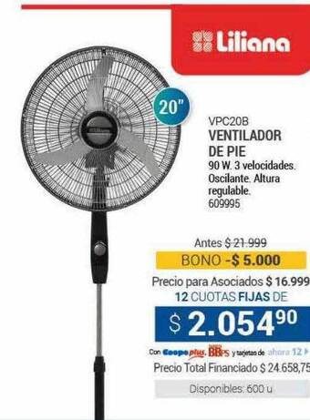 Cooperativa Obrera Vpc20b ventilador de pie liliana oferta