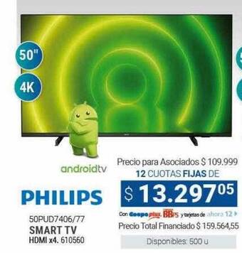 Cooperativa Obrera Philips 50pud7406 77 smart tv oferta