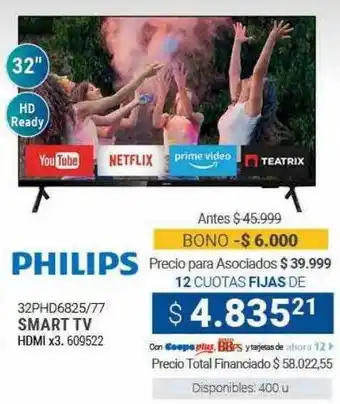 Cooperativa Obrera Philips 32phd6825 77 smart tv oferta