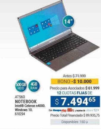 Cooperativa Obrera At560 notebook oferta