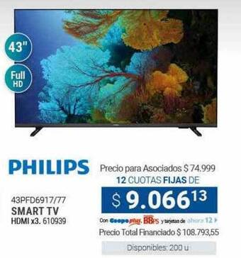 Cooperativa Obrera Philips 43pfd6917 77 smart tv oferta