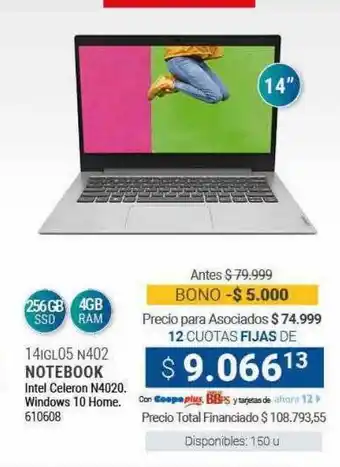 Cooperativa Obrera 14igl05 n402 notebook oferta