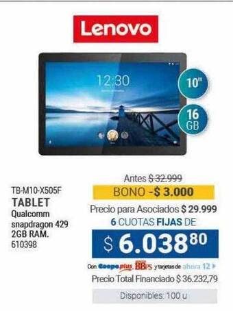 Cooperativa Obrera Tb-m10-x505f tablet lenovo oferta