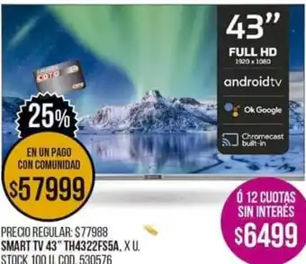 Coto Smart TV 43" TH4322FS5A oferta