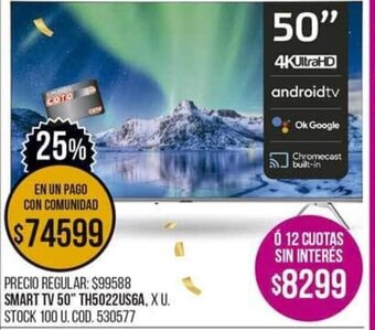 Coto Smart TV 50" TH5022US6A oferta