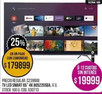 Coto TV Led Smart 65" 4K B6522US6A oferta