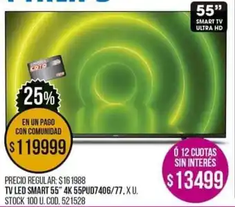 Coto TV Led Smart 55" 4K 55PUD7406/77 oferta