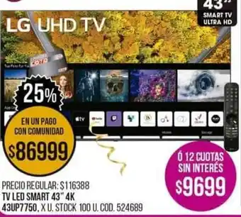 Coto Tv Led Smart 43" 4K 43UP7750 oferta