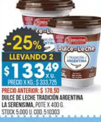 Coto Dulce de Leche Tradición Argentina La Serenisima, Pote x 400g oferta