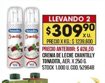 Coto Crema de Leche Chantilly Tonadita oferta