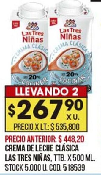 Coto Crema de Leche Clasica Las Tres Niñas oferta