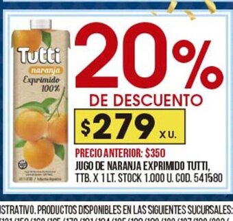 Coto Jugo de Naranja Exprimido Tutti oferta